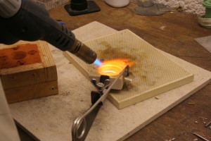 silver is molten in the crucible